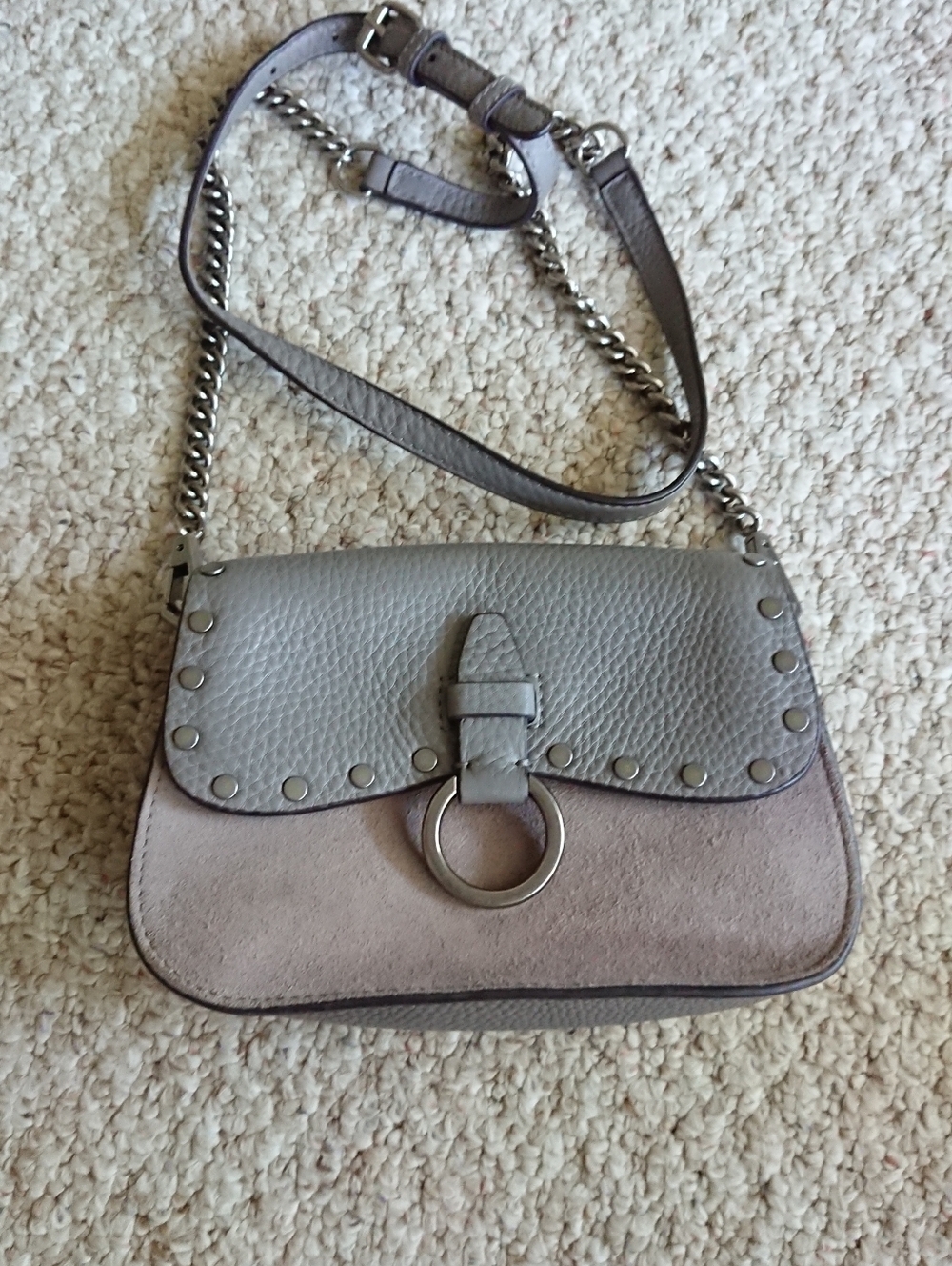 Rebecca Minkoff Small Keith Saddle Bag in grey leather